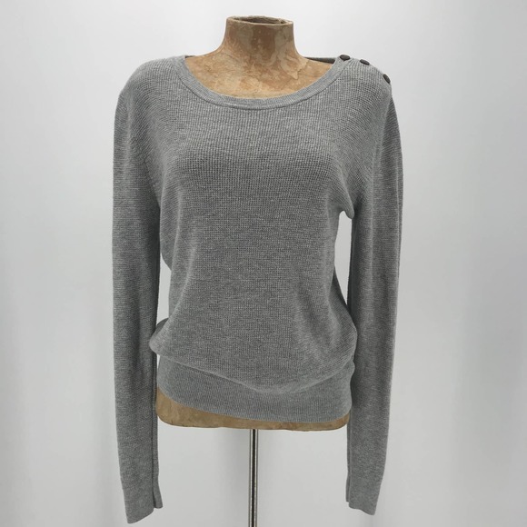 Fossil Sweaters - Fossil Sweater Sz L Gray Waffle Weave Wool Blend